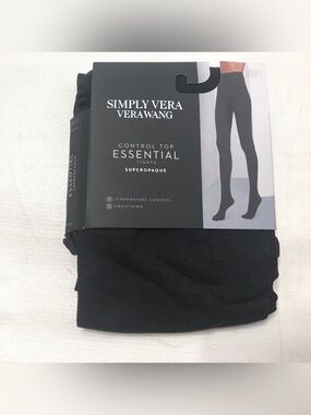 Simply Vera Vera Wang Super Opaque Control Top Tights Size 2 Black 120-170 Lbs